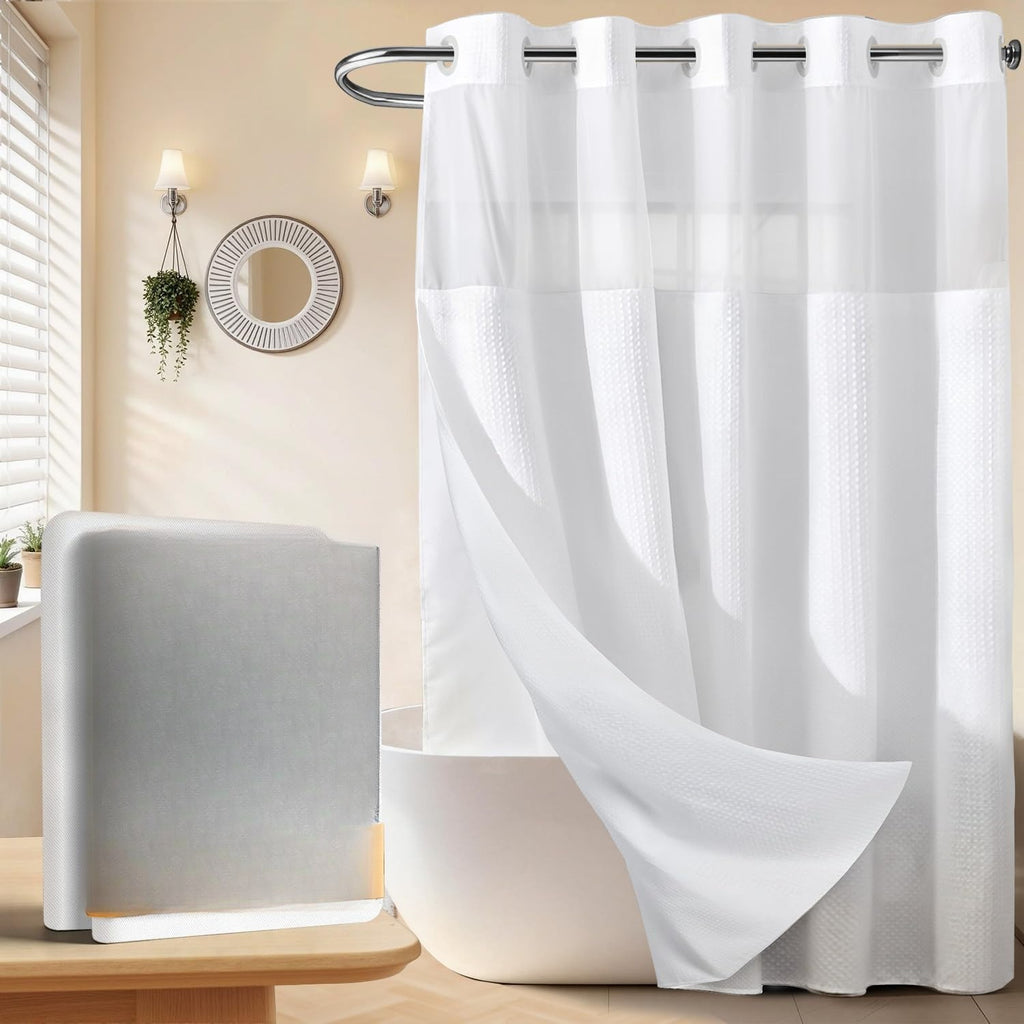 White Waffle Hookless Shower Set