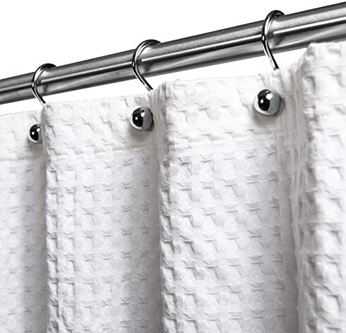 White Cotton Waffle Shower Curtain