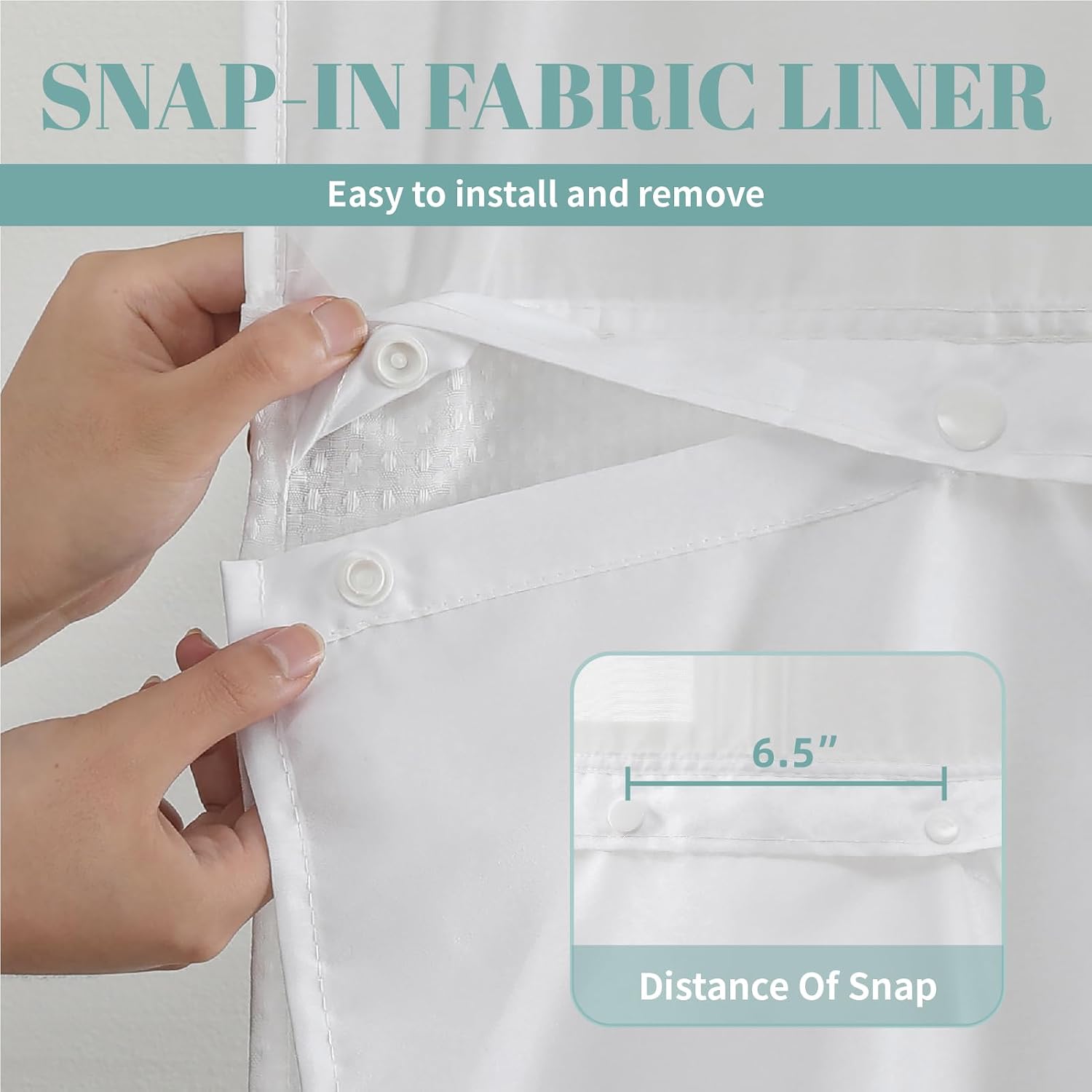 White Hookless Waffle Bath Curtain