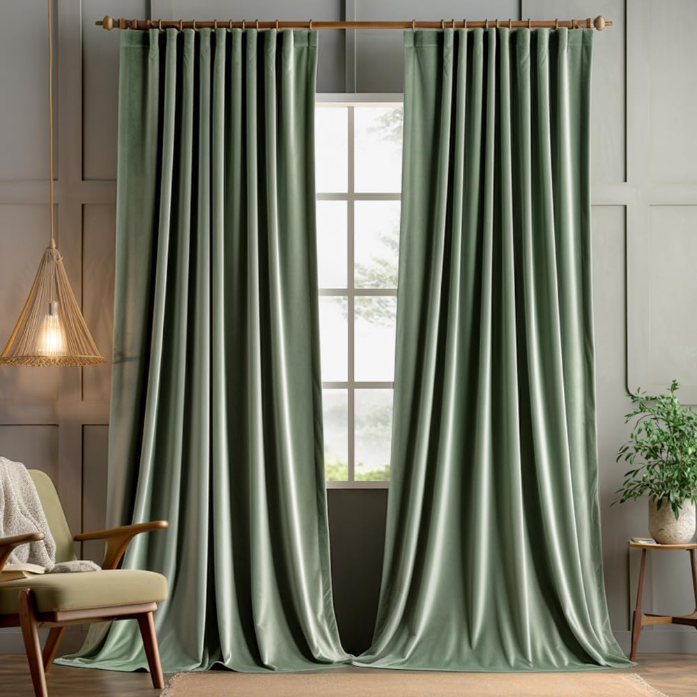 Sage Green Pleated Blackout Curtains