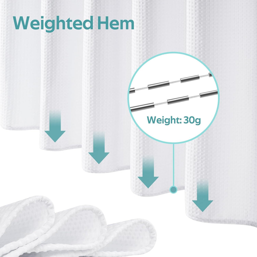 White Waffle Shower Curtain Set