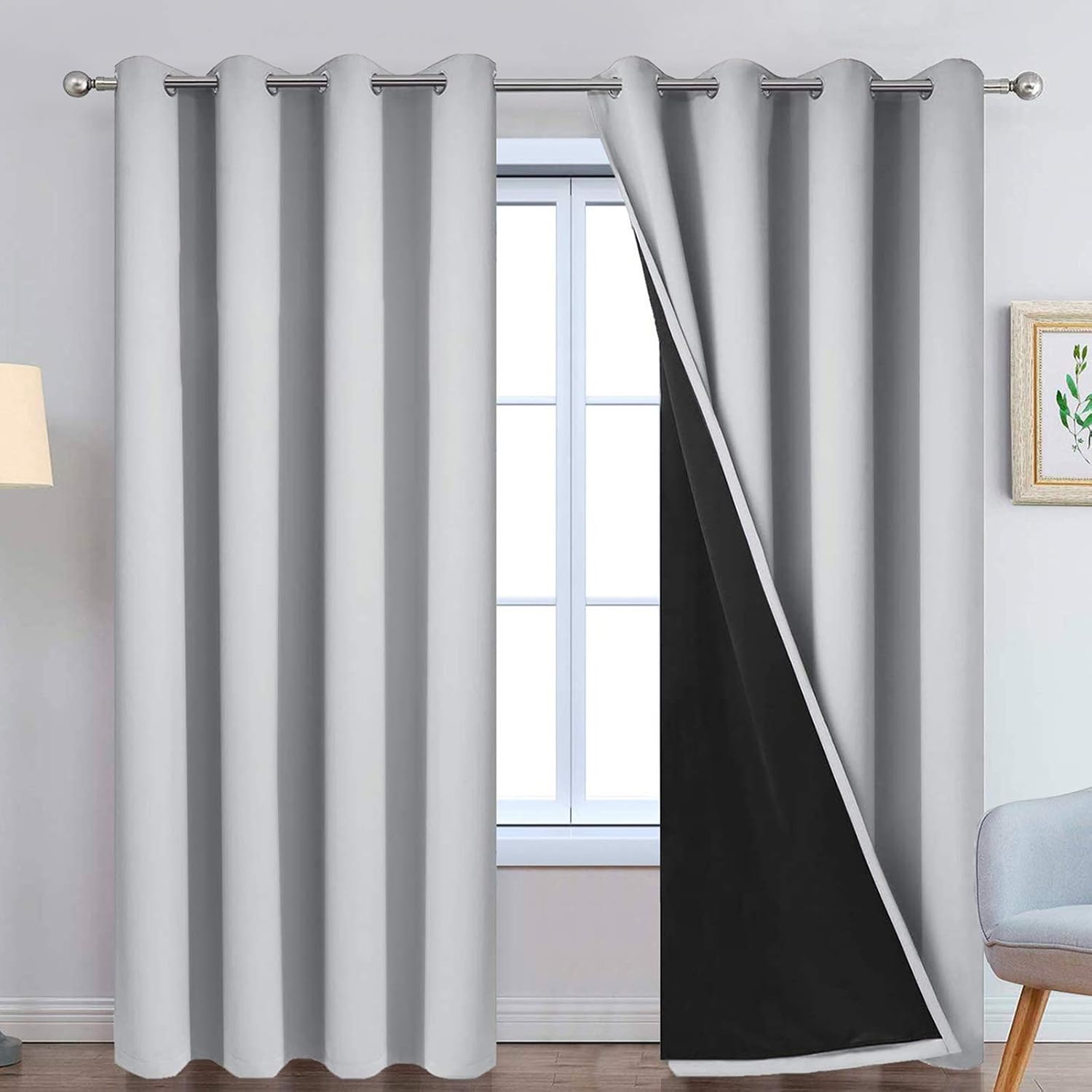 Light Grey Double Layer Blackout Curtains