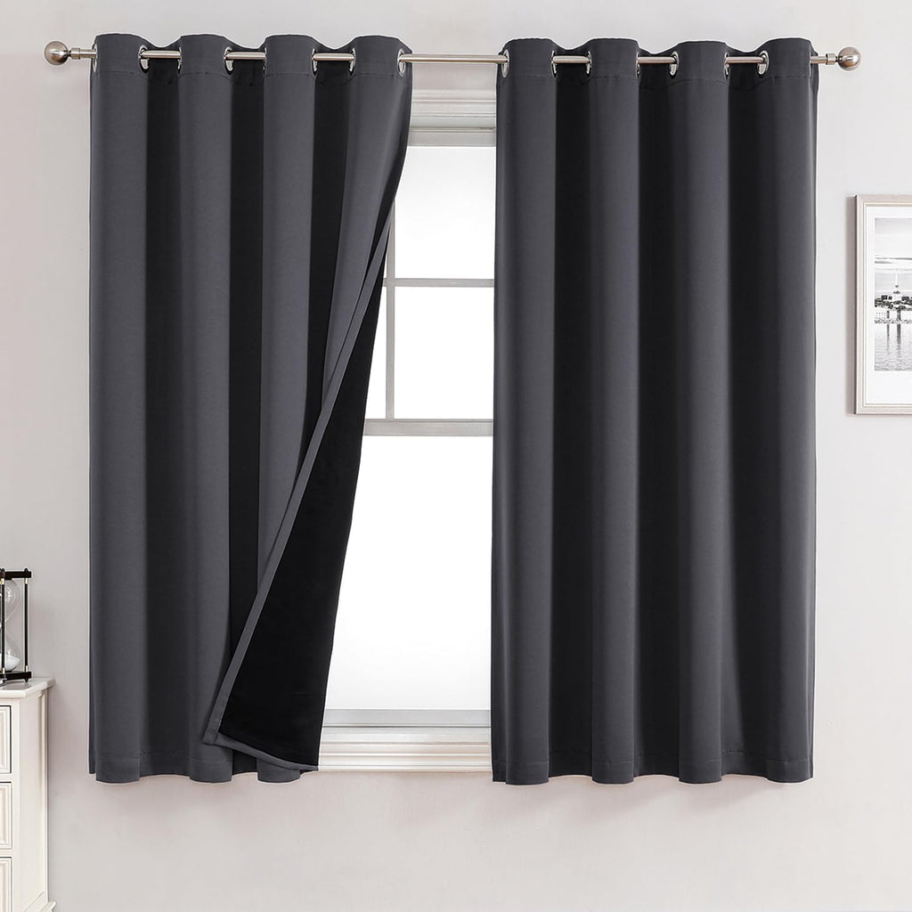 Dark Grey Lined Blackout Curtains