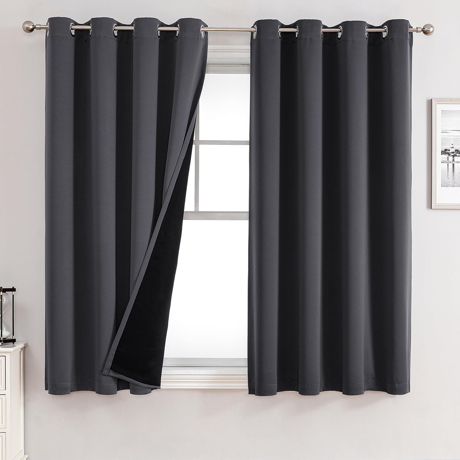 Dark Grey Lined Blackout Curtains