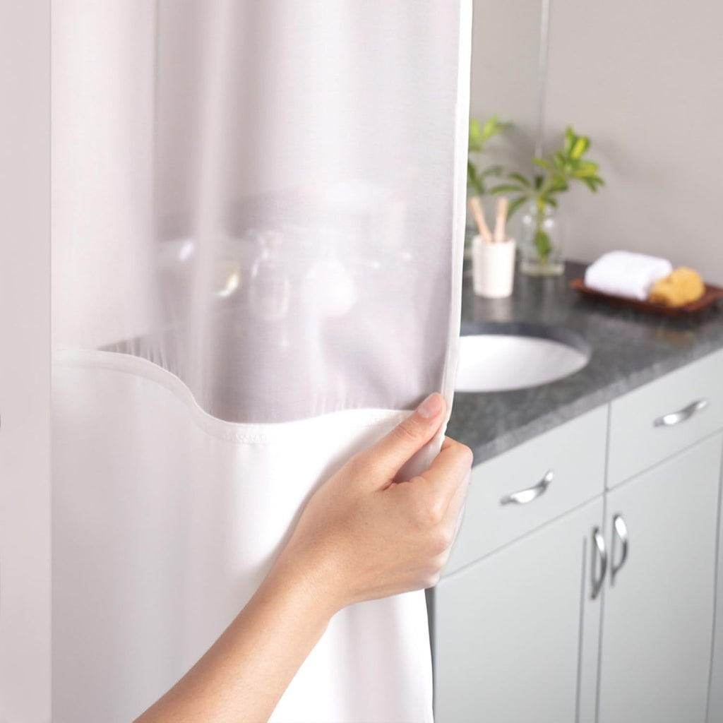 White Waffle Fabric Shower Curtain
