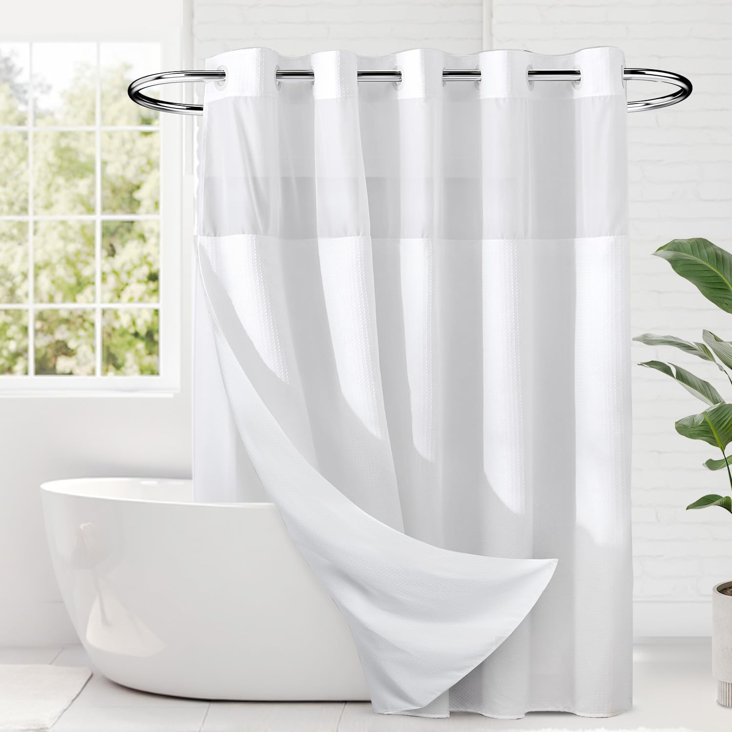 White Dotted Waffle Shower Set