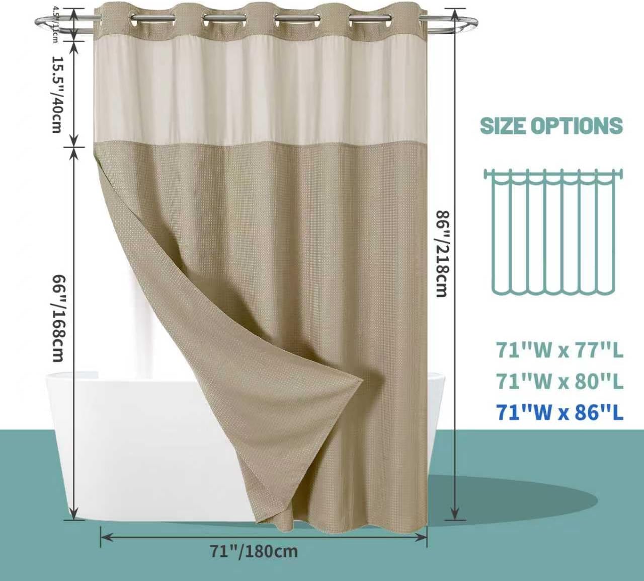 Khaki Hookless Waffle Curtain Set