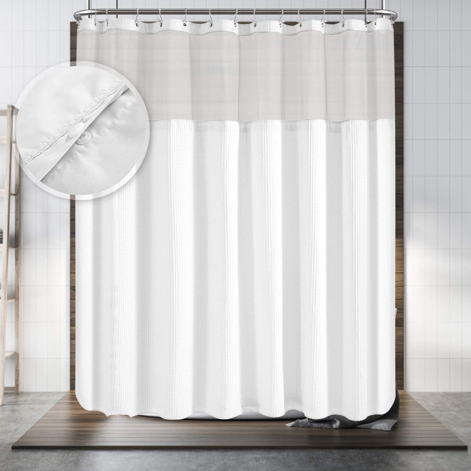 White Waffle Weave Shower Curtain