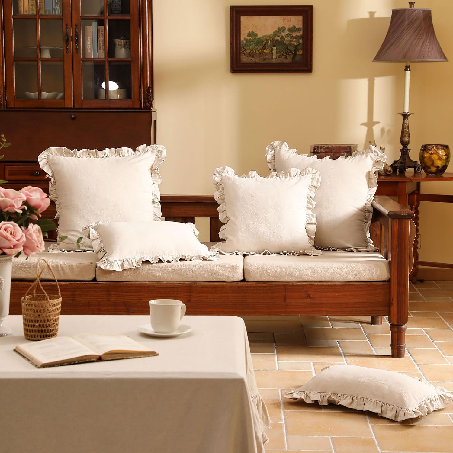 Vintage Ruffled Linen Pillow Covers