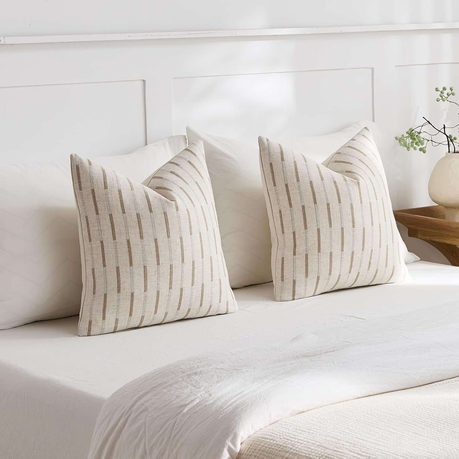 Khaki Textured Linen Pillow Covers