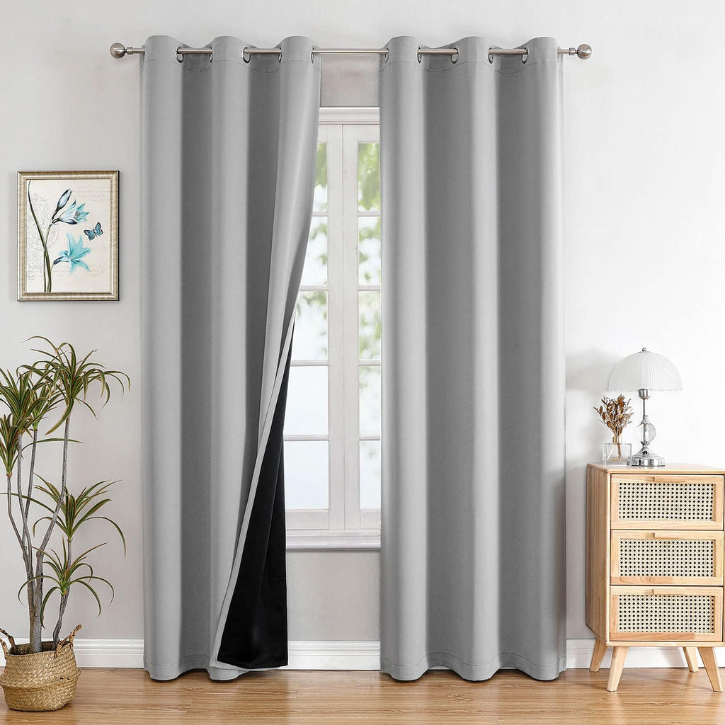 Light Grey Double Layer Blackout Curtains