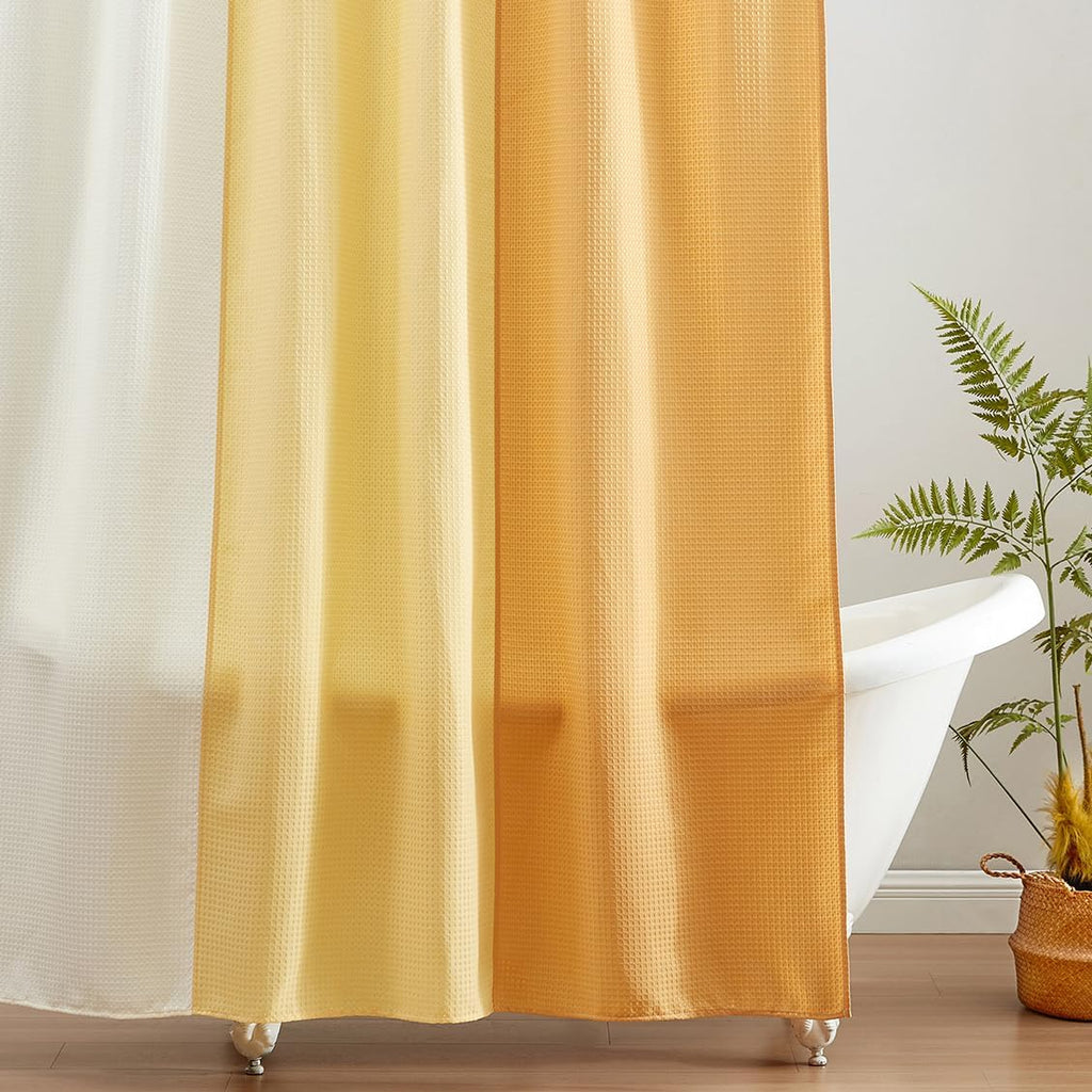 Cream Yellow Waffle Shower Curtain