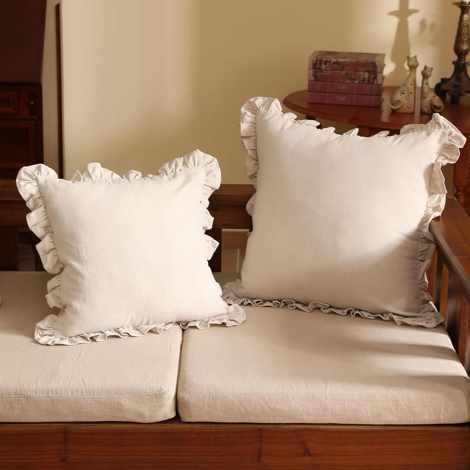 Vintage Ruffled Linen Pillow Covers