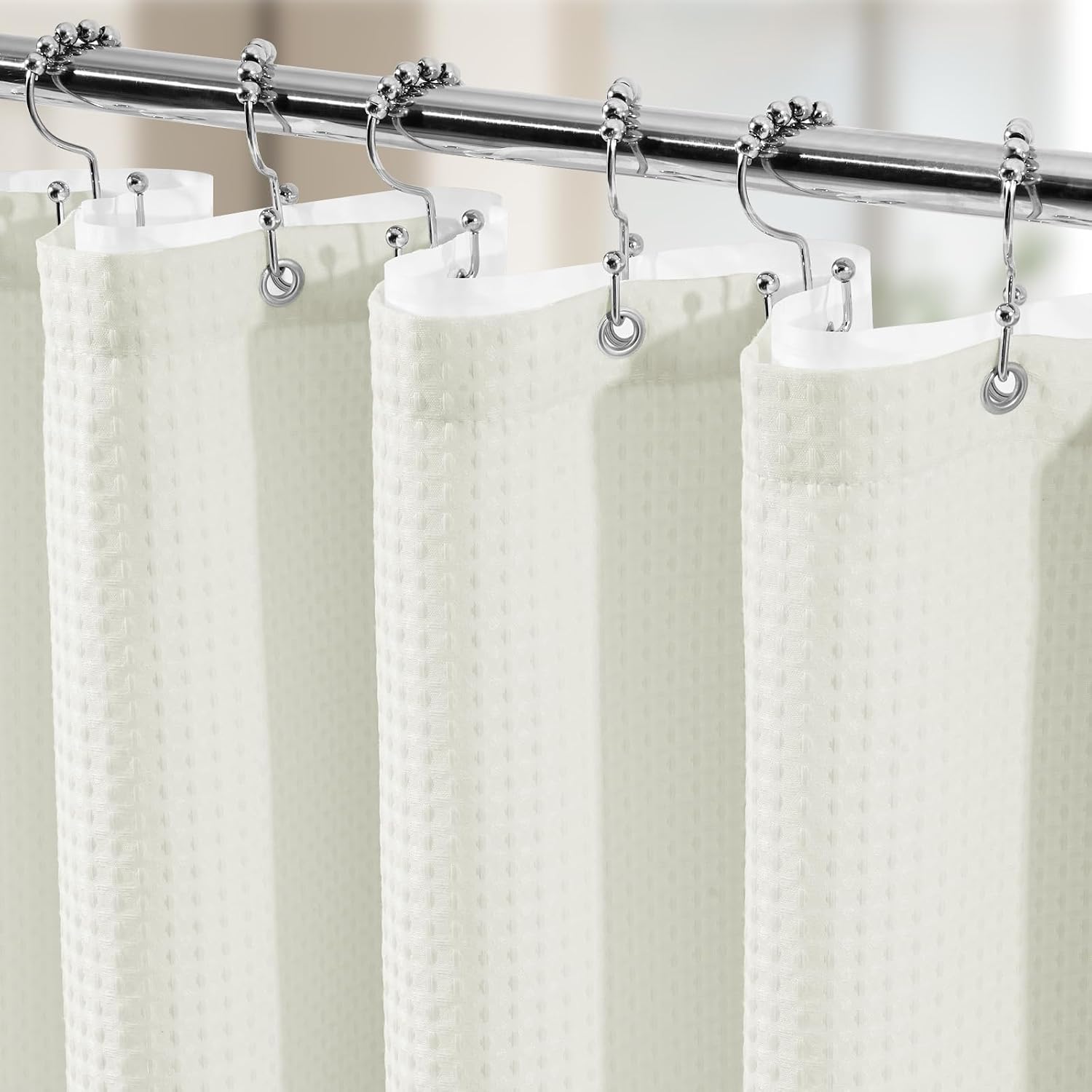 Cream Waffle Bathroom Curtain Set