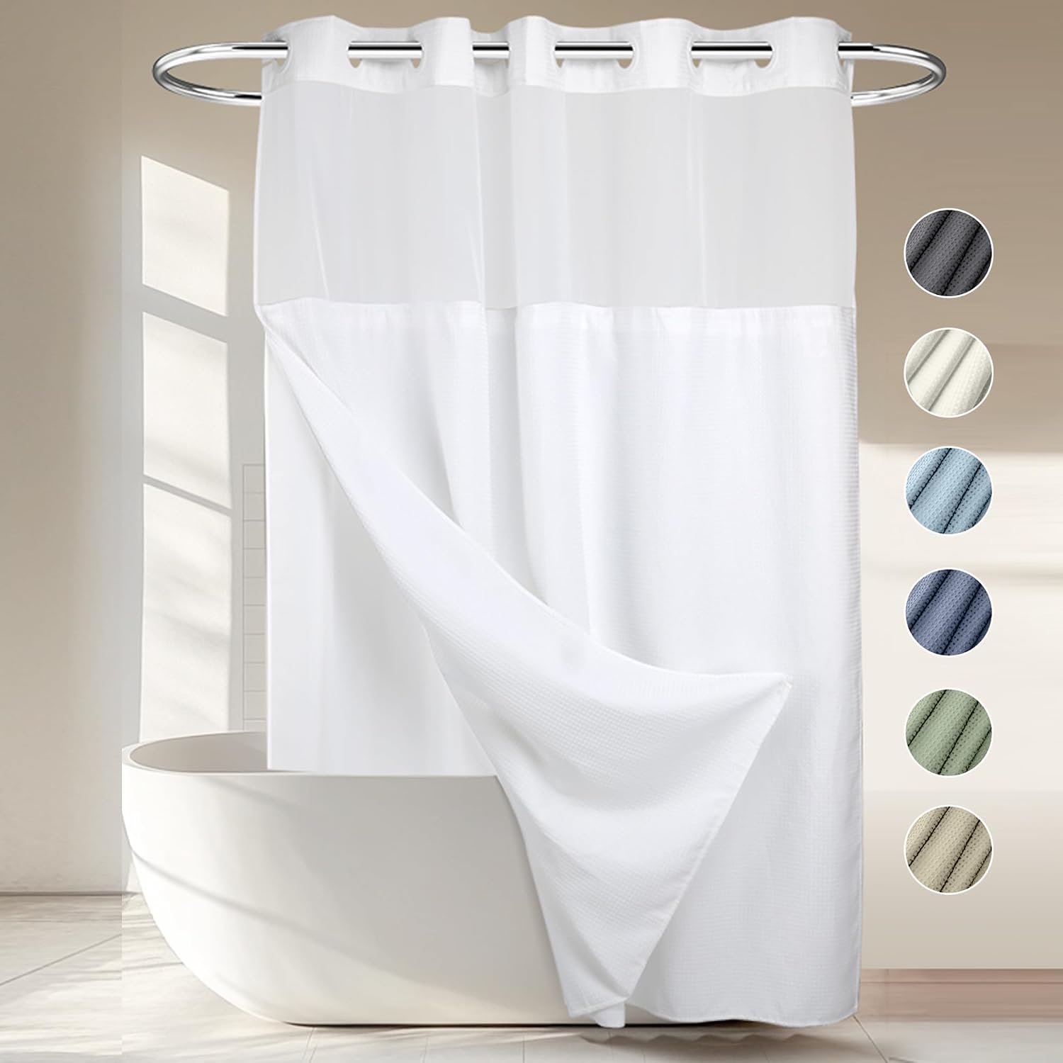 White Dotted Waffle Shower Set