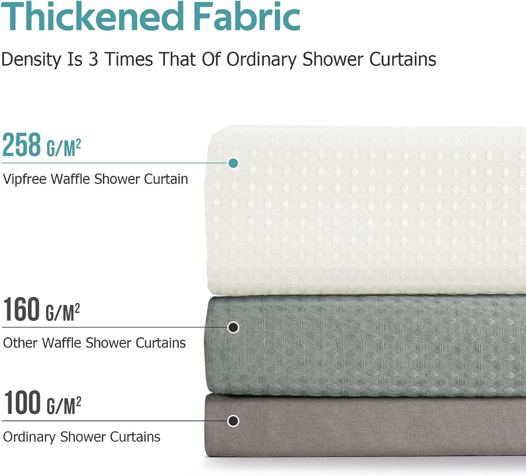 Cream Waffle Bathroom Curtain Set