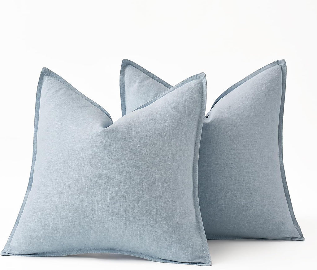 Light Blue Linen Pillow Covers