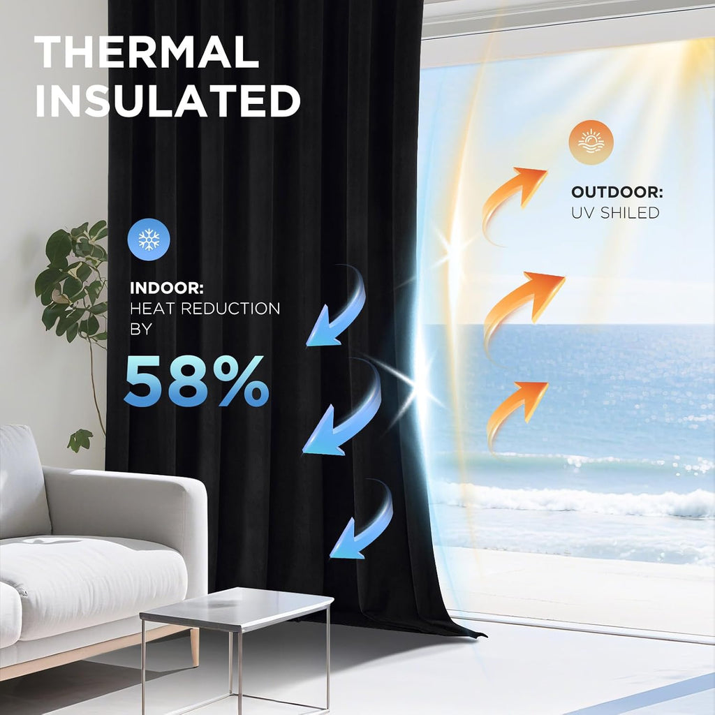 Black Velvet Thermal Blackout Curtains