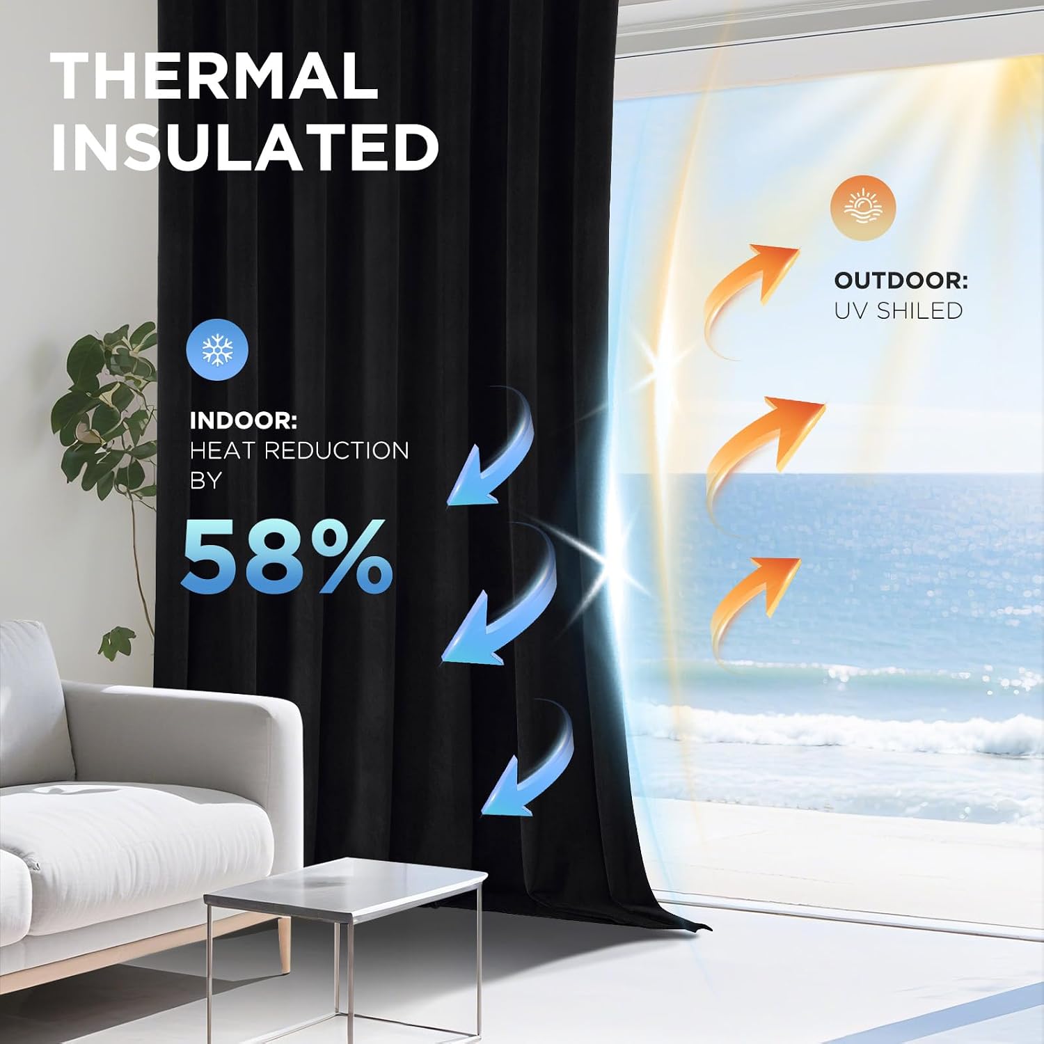 Black Velvet Thermal Blackout Curtains