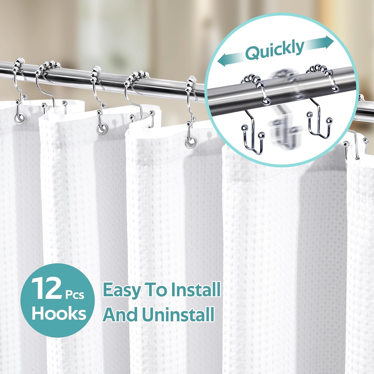 White Waffle Shower Curtain Set