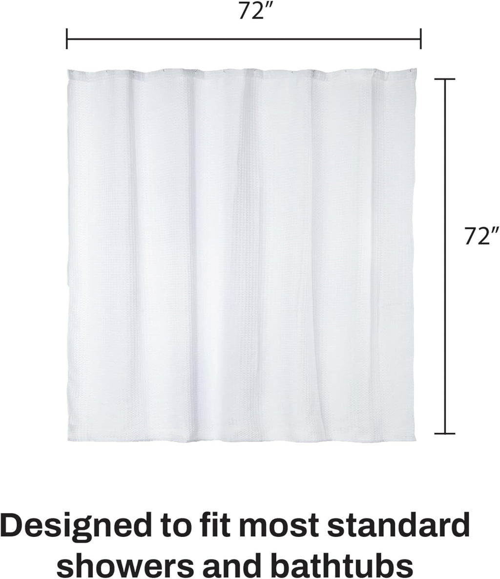White Waffle Weave Bath Curtain