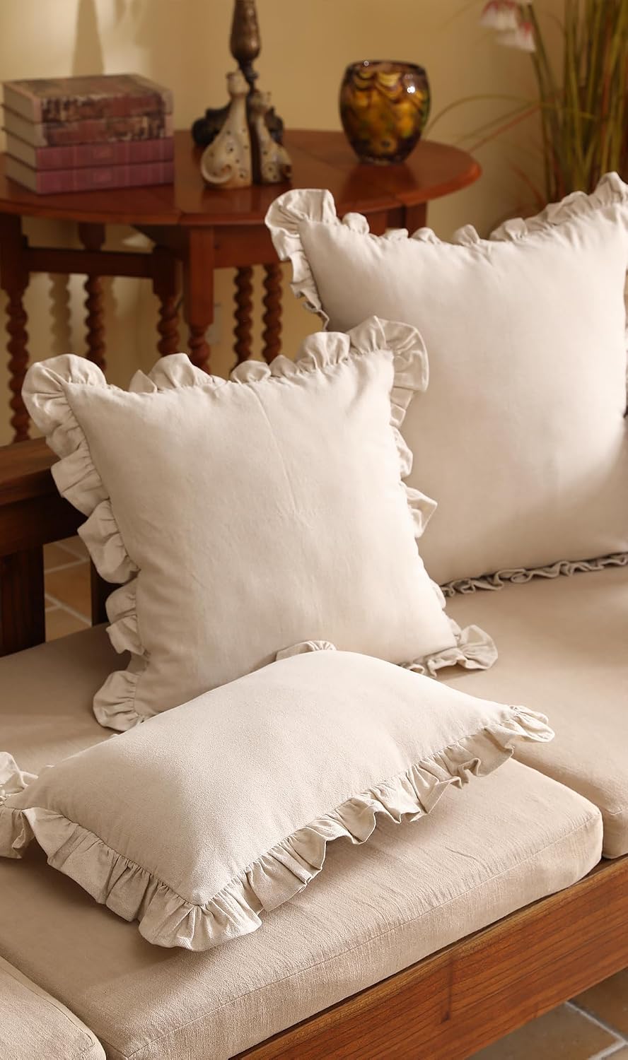 Vintage Ruffled Linen Pillow Covers