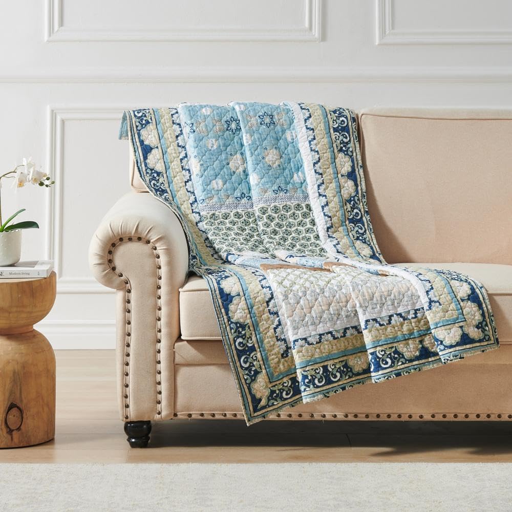 Blue Velvet Quilted Throw Blanket