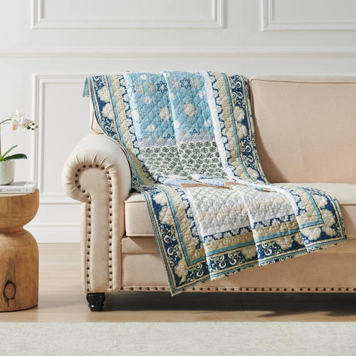 Blue Velvet Quilted Throw Blanket