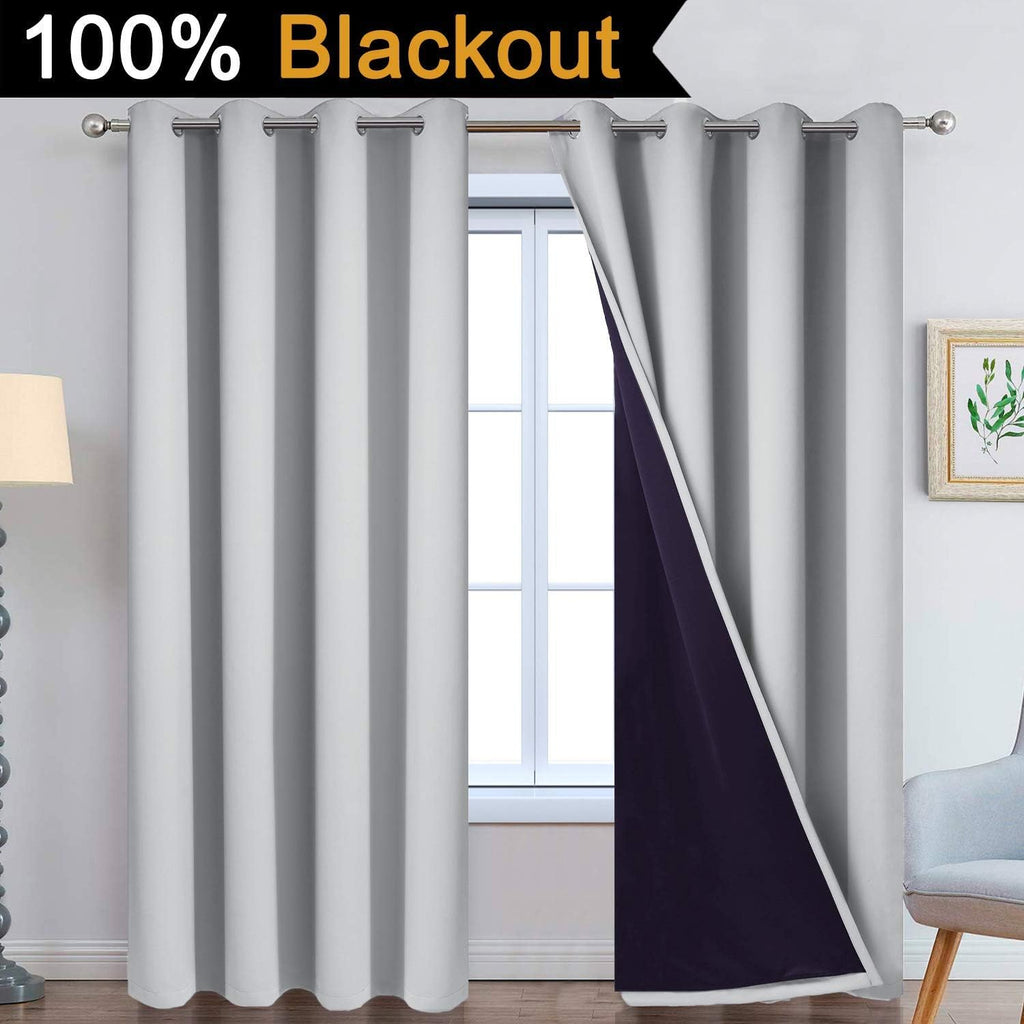 Light Grey Double Layer Blackout Curtains