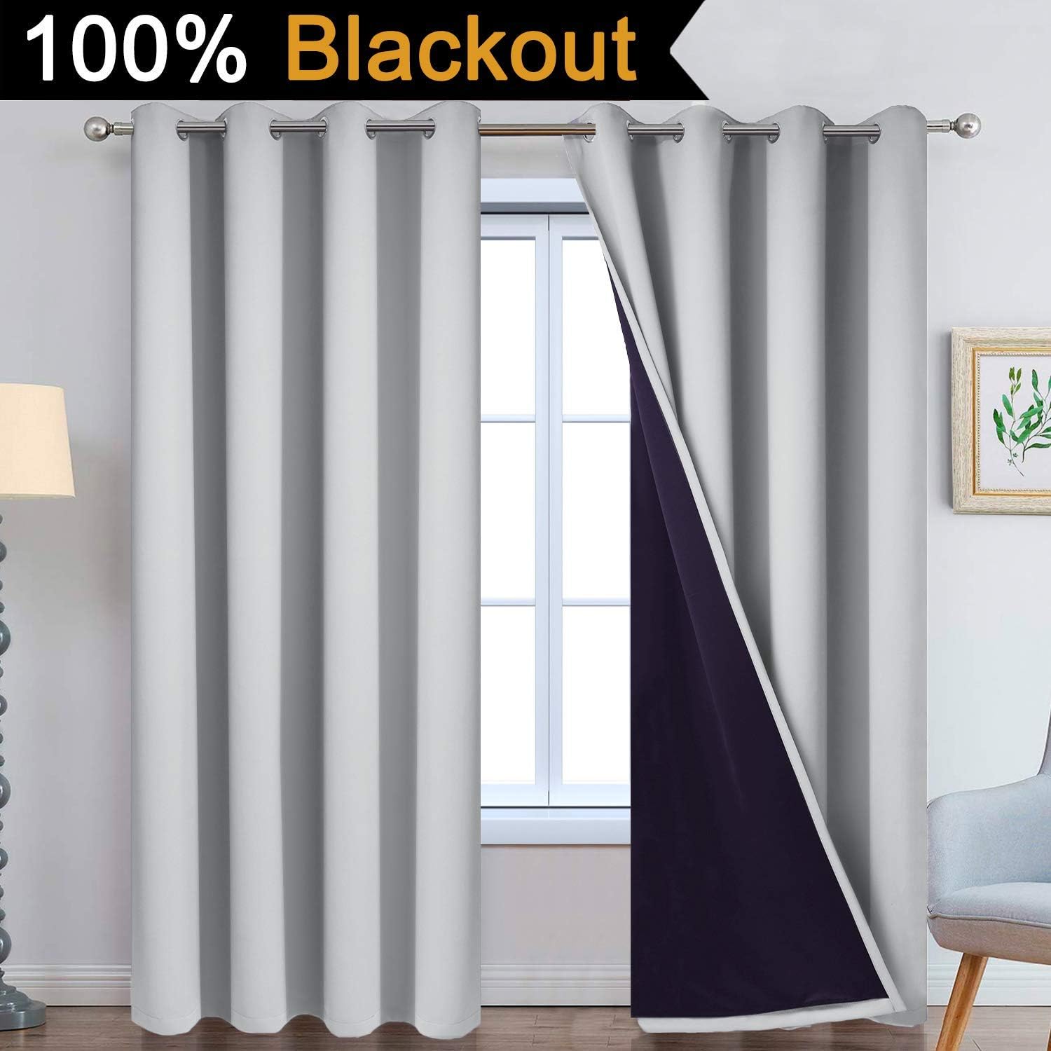 Light Grey Double Layer Blackout Curtains