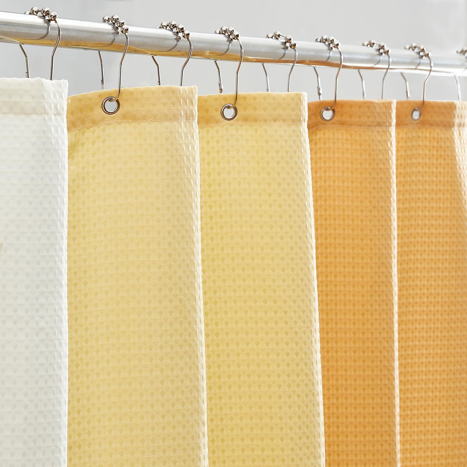 Cream Yellow Waffle Shower Curtain