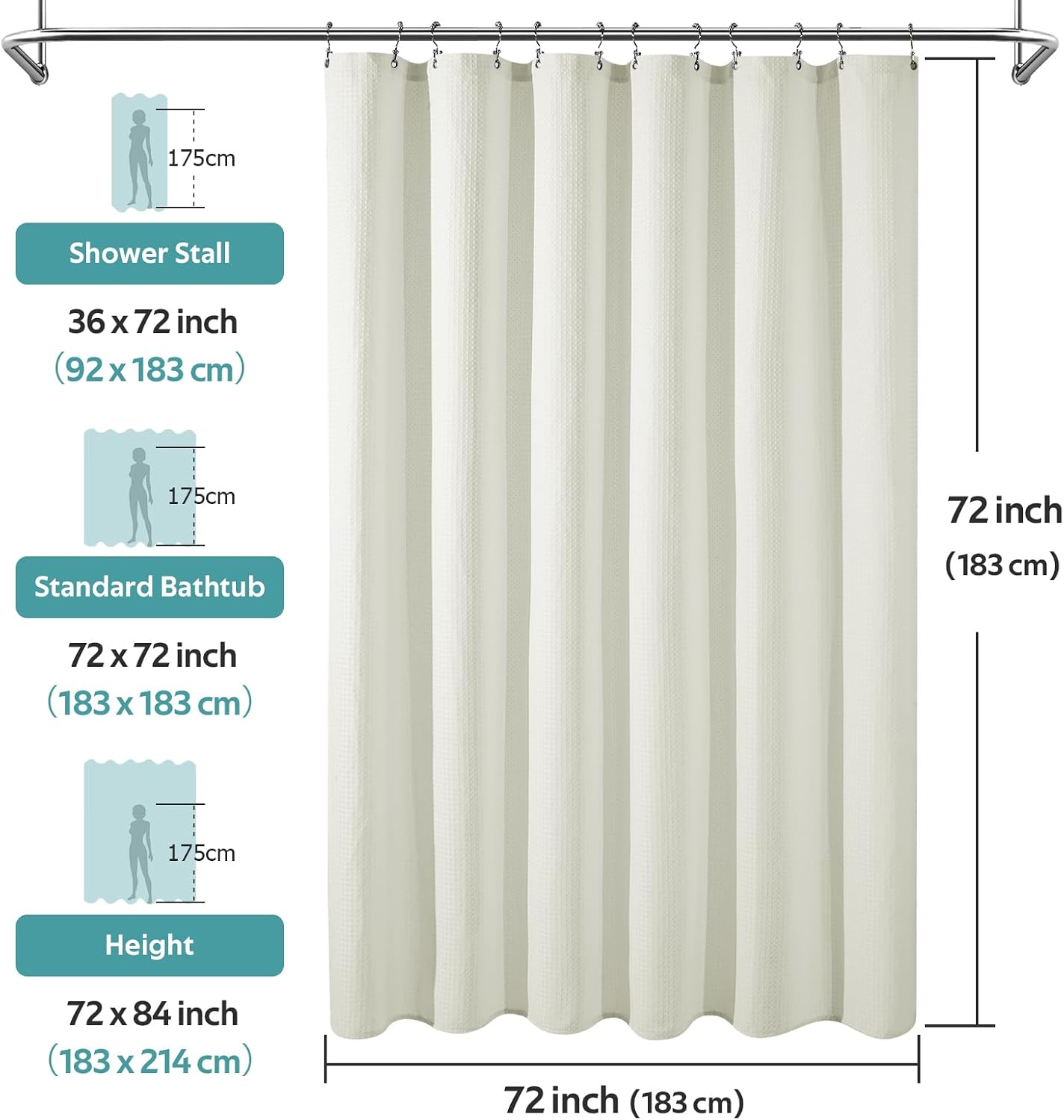 Cream Waffle Bathroom Curtain Set