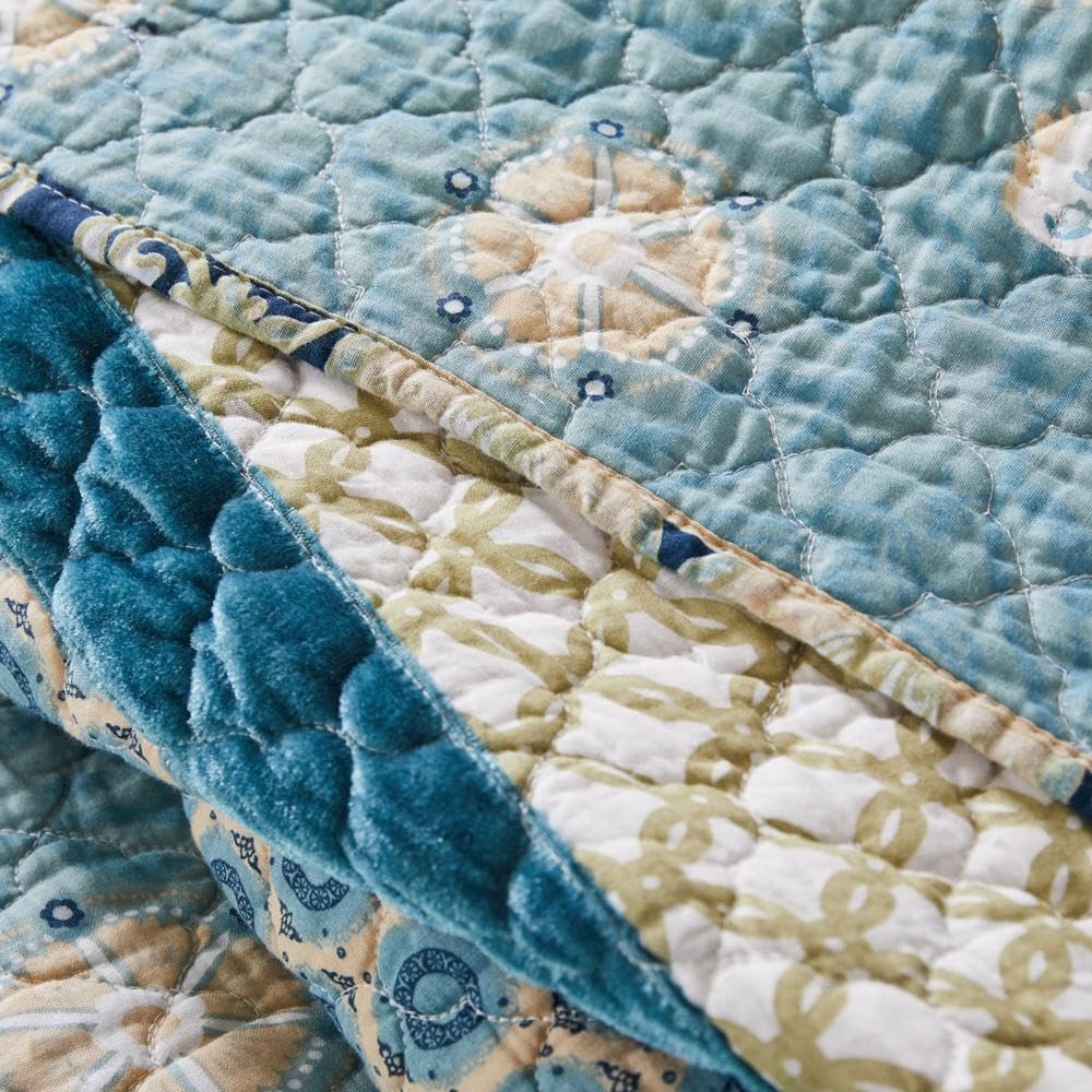 Blue Velvet Quilted Throw Blanket