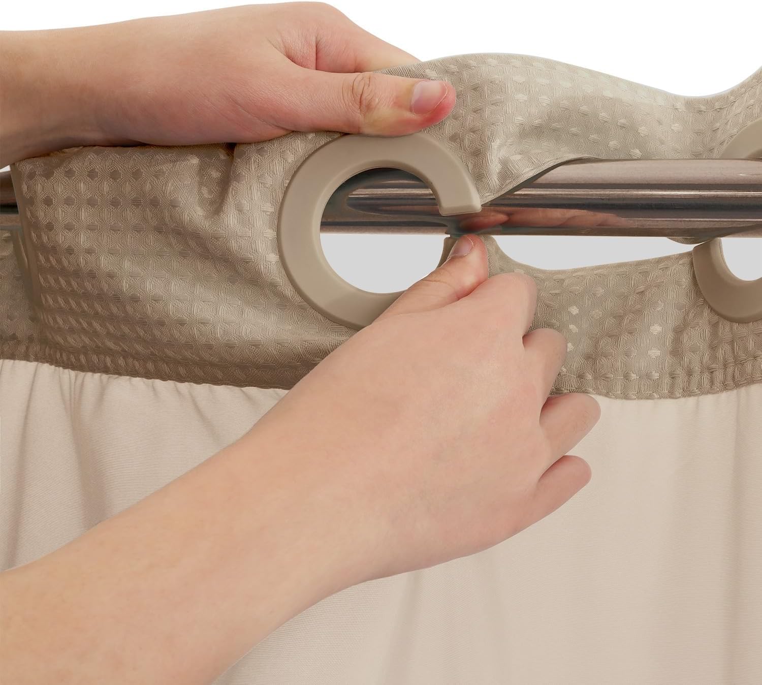 Linen Waffle Hookless Shower Curtain
