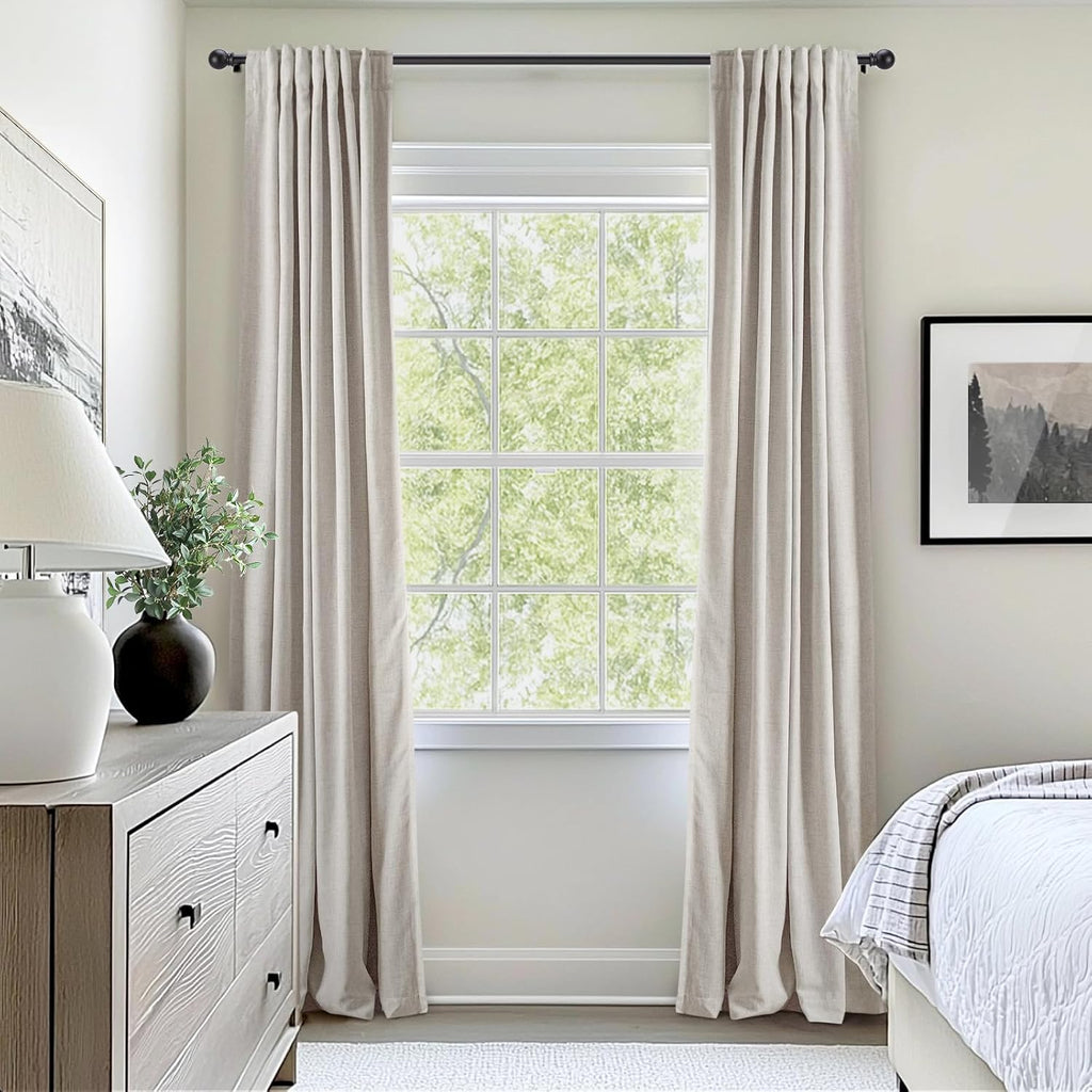 Beige Linen Thermal Blackout Curtains