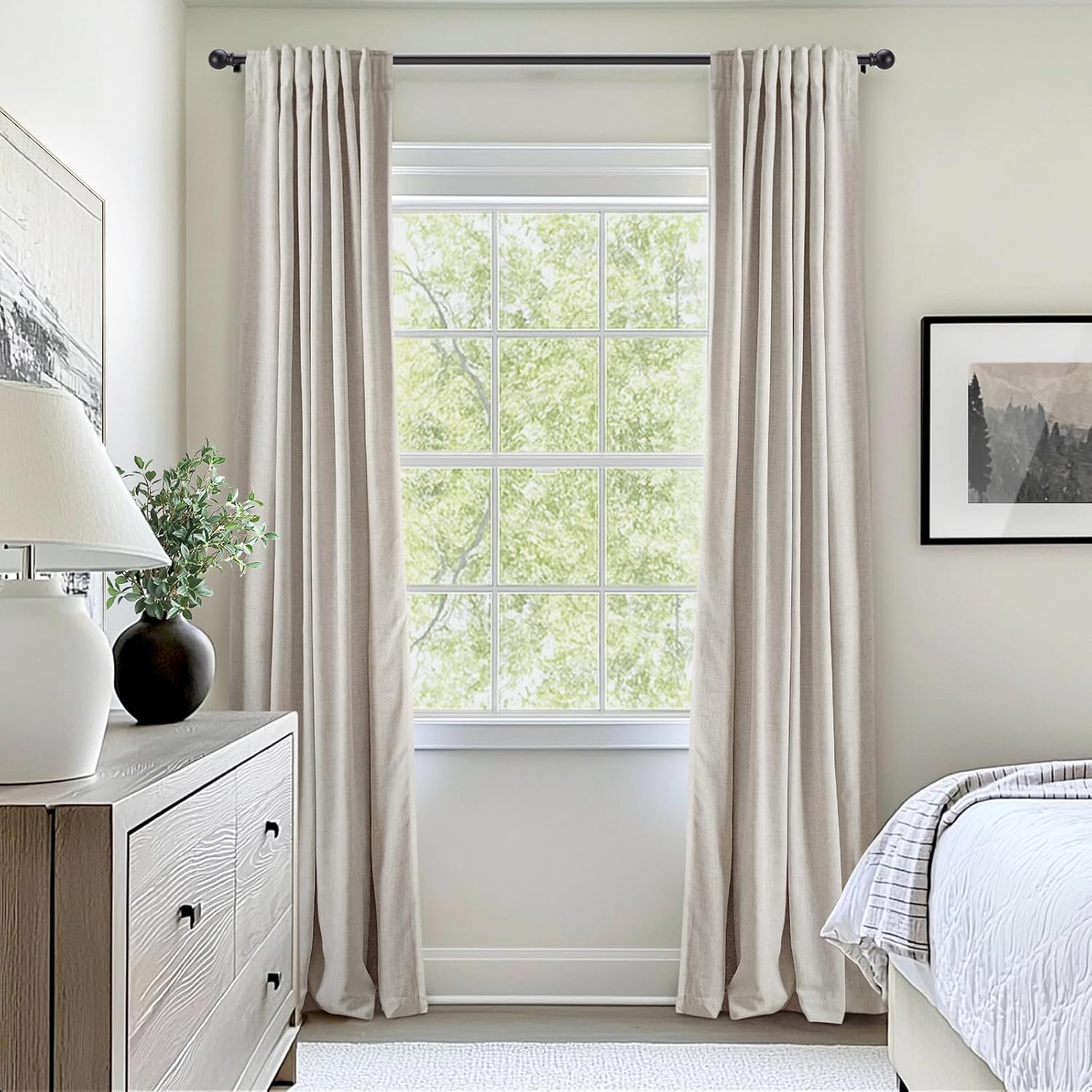 Beige Linen Thermal Blackout Curtains