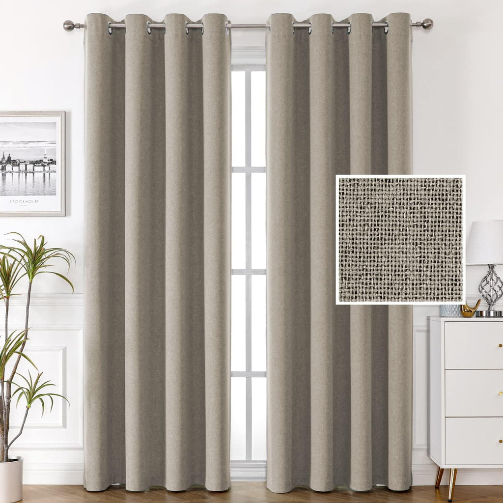 Taupe Textured Blackout Curtains