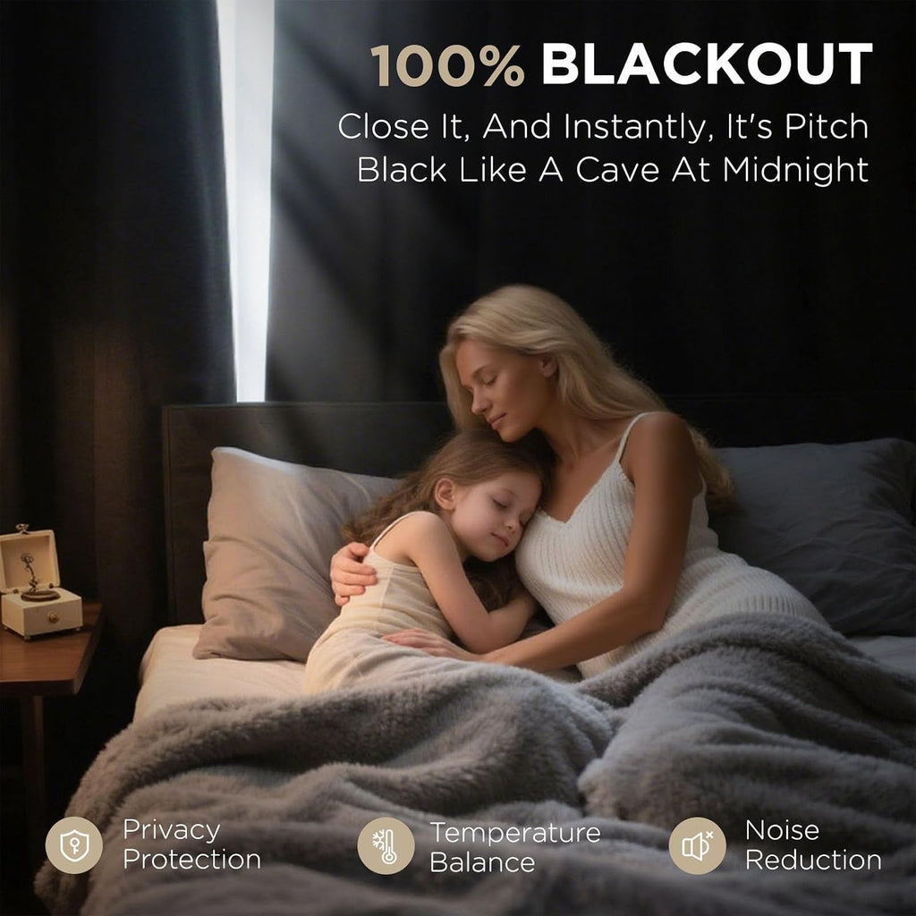 Charcoal Grey Textured Blackout Curtains