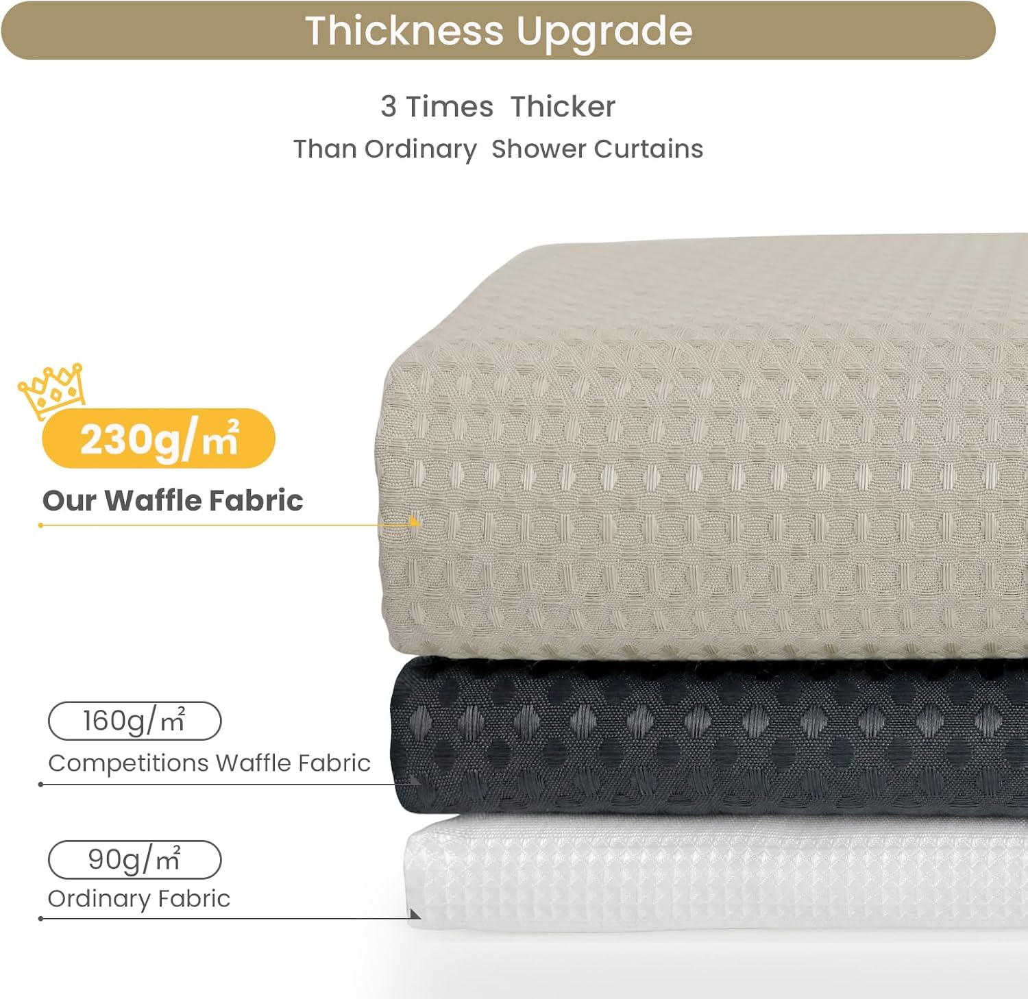 Khaki Hookless Waffle Curtain Set
