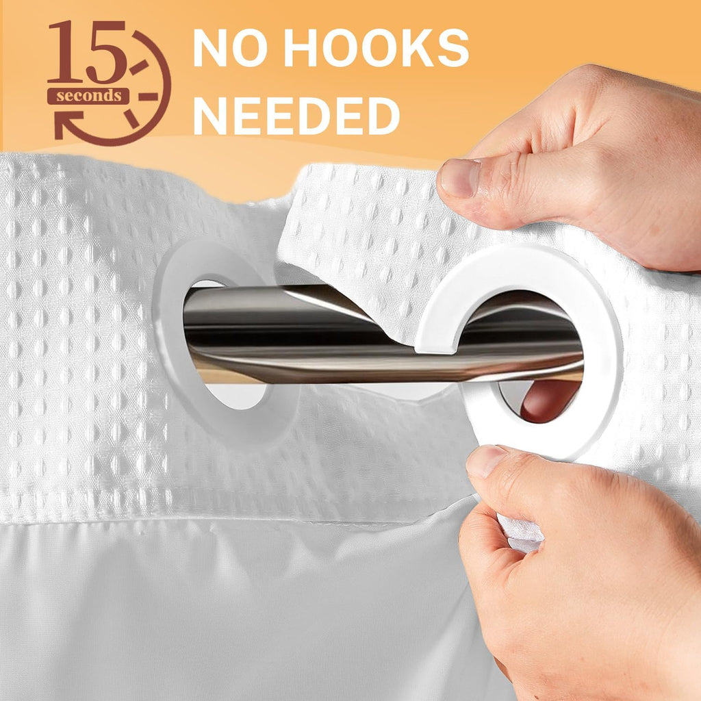 White Waffle Hookless Shower Set