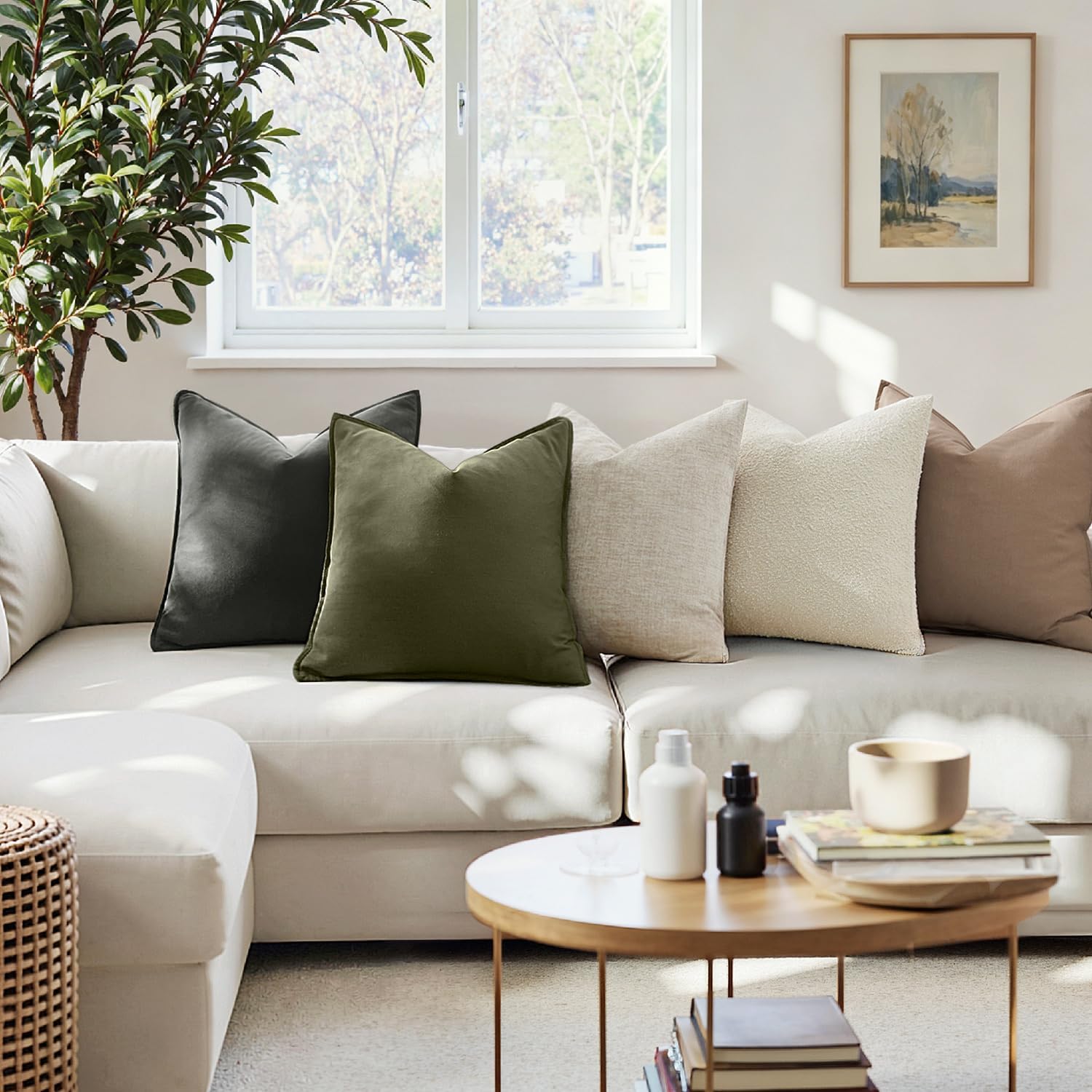Olive Green Linen Pillow Covers