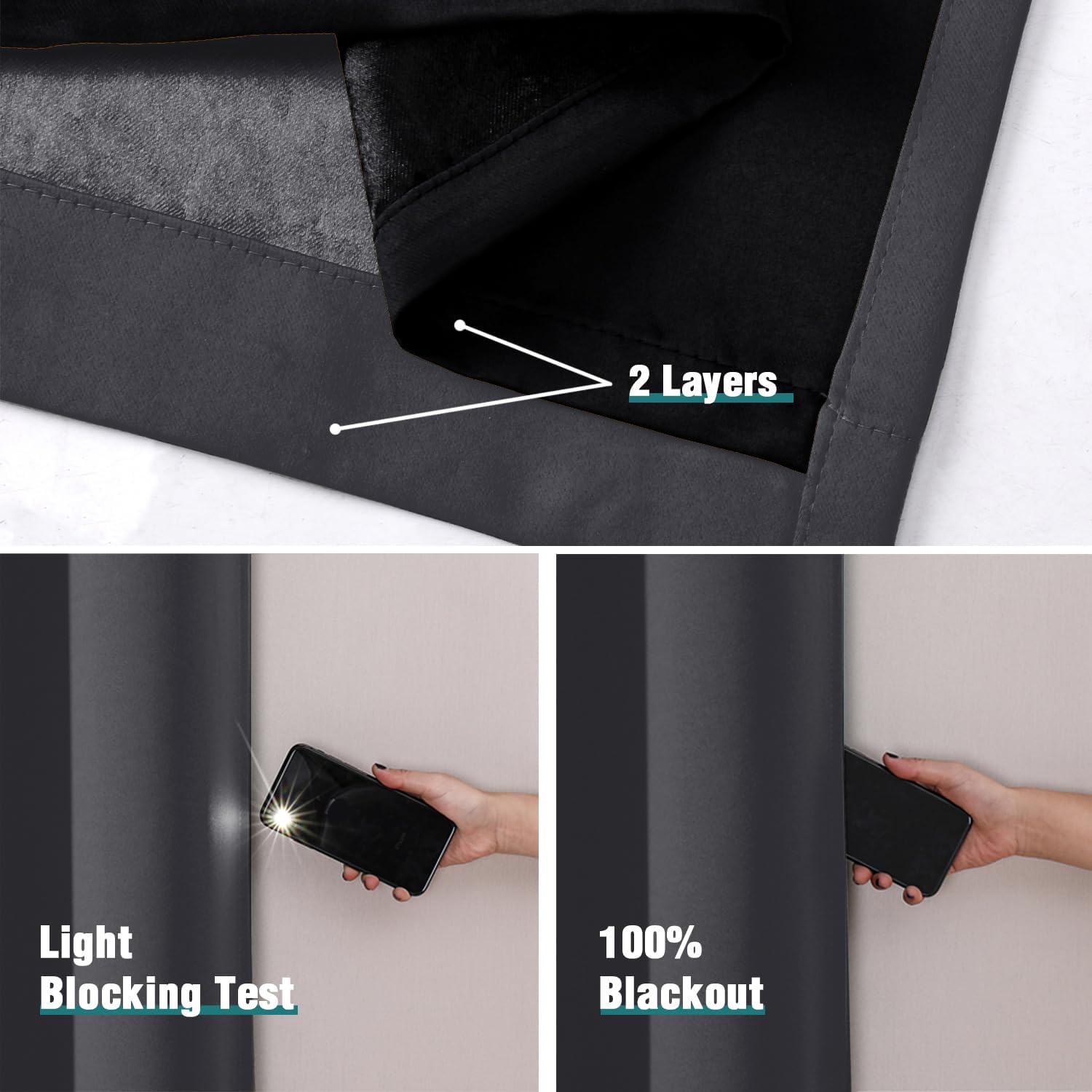Dark Grey Lined Blackout Curtains