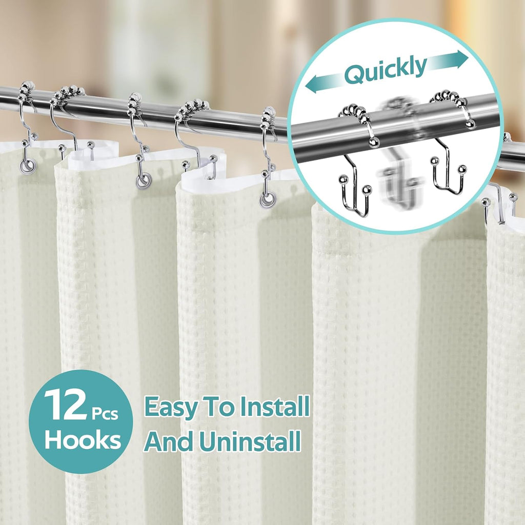 Cream Waffle Bathroom Curtain Set