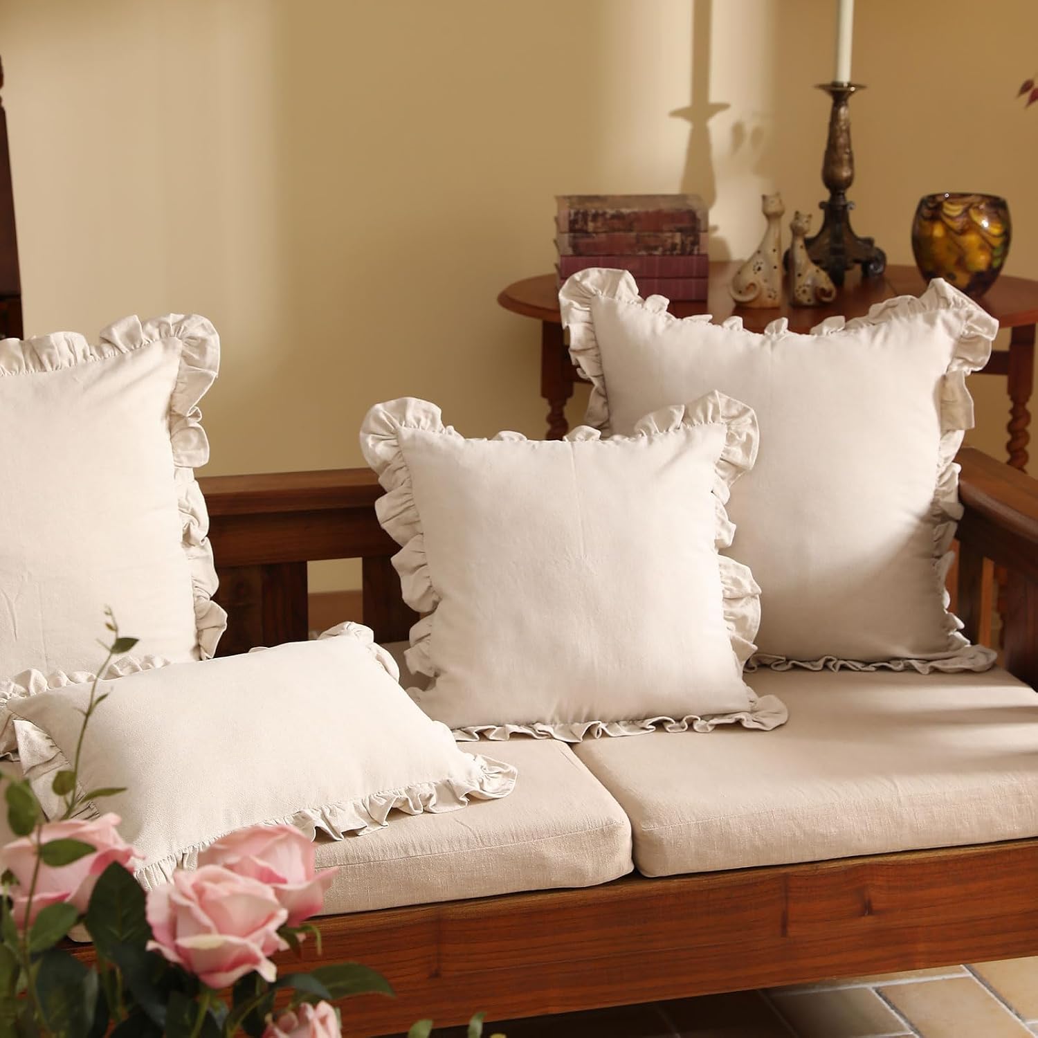 Vintage Ruffled Linen Pillow Covers