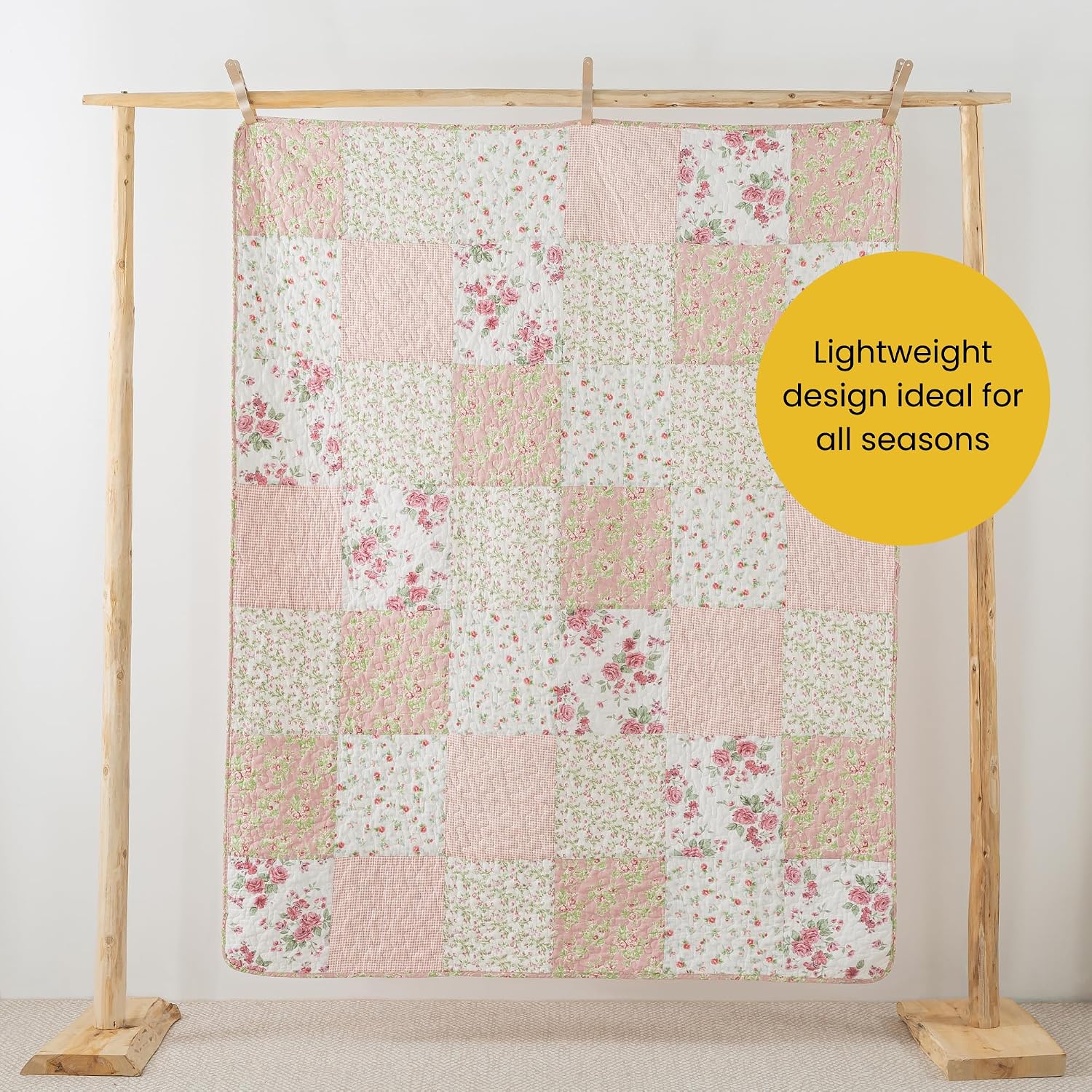 Blush Floral Quilted Throw Blanket