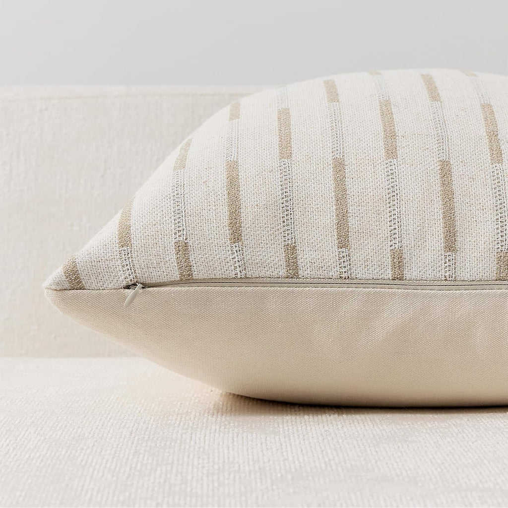 Khaki Textured Linen Pillow Covers