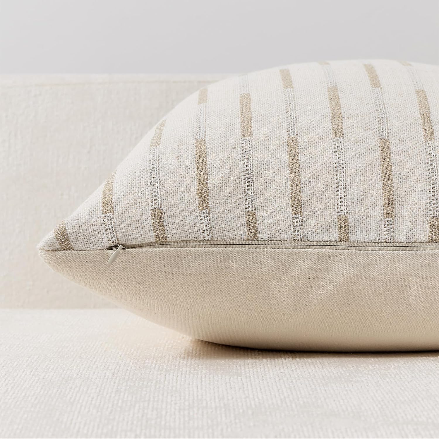 Khaki Textured Linen Pillow Covers