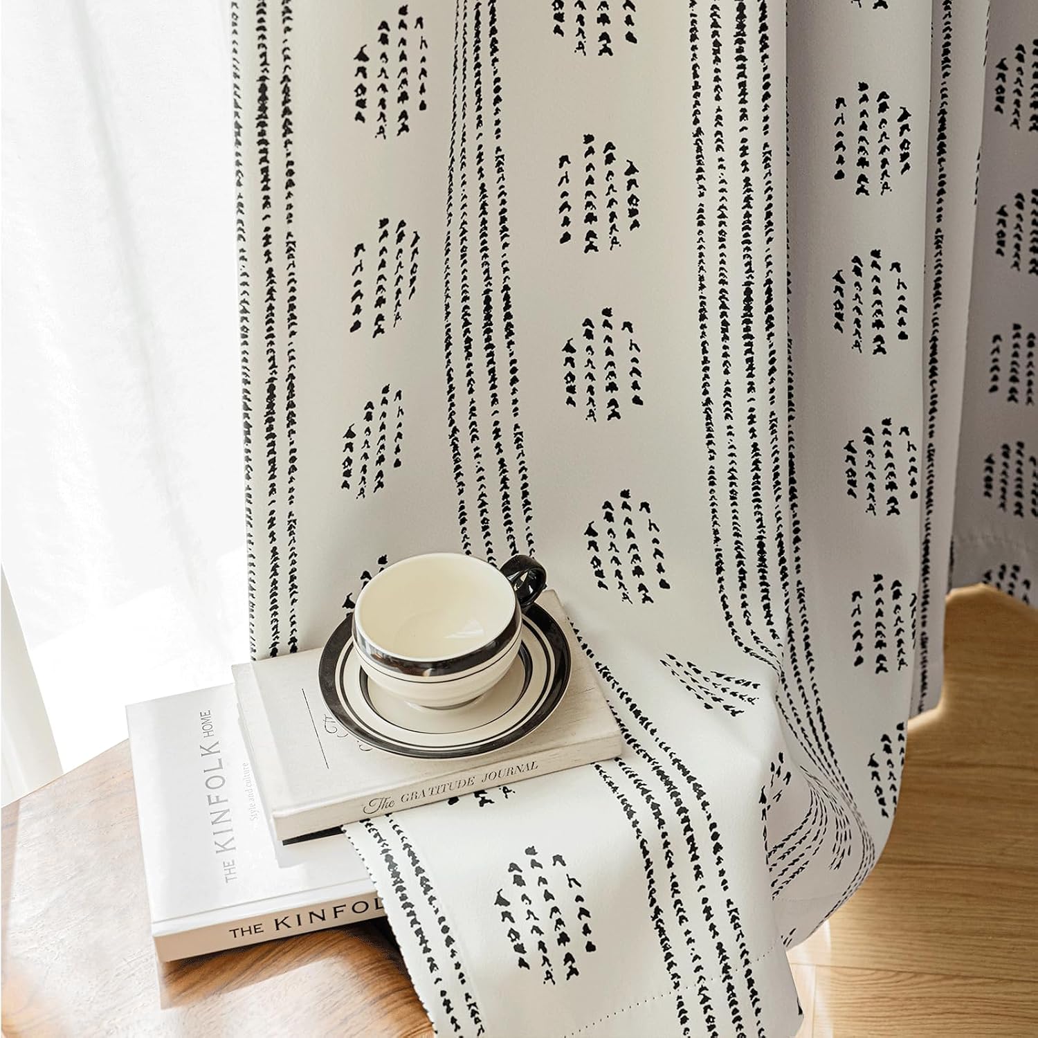 Beige Geometric Blackout Curtains