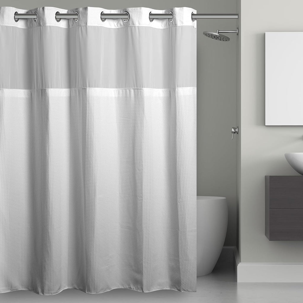 White Waffle Fabric Shower Curtain