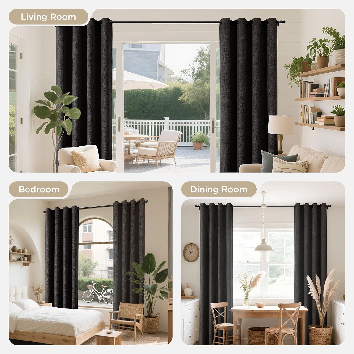 Charcoal Grey Textured Blackout Curtains